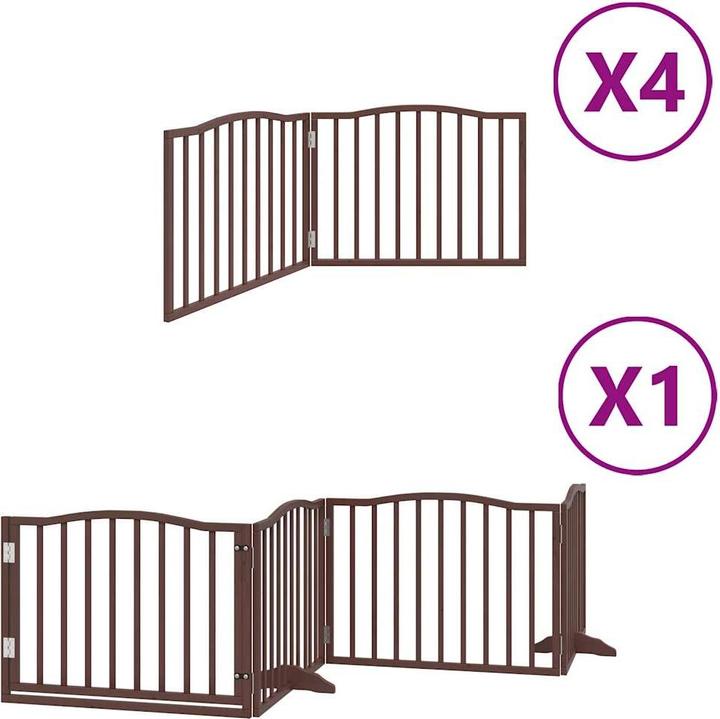 Produktbild VidaXL Hundetor mit Tür Faltbar Absperrgitter Hunde Schutzgitter 12-tlg. Holz
