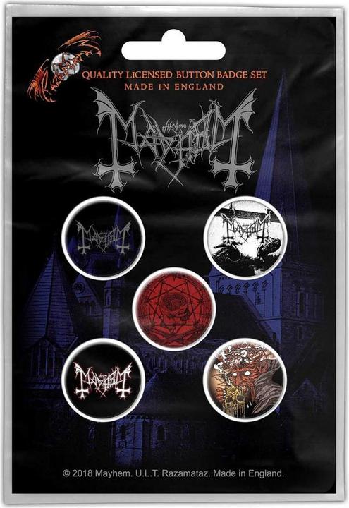 Mayhem Abzeichen De Mysteriis Dom Sathanas 5erPack Metall Kunststoff