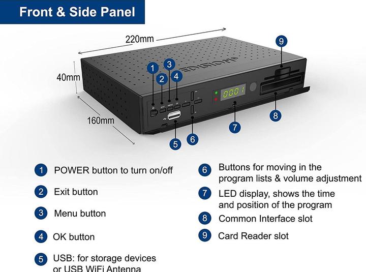 Produktbild Edision Piccollo S2+T2C (6 GB, DVB-S2, DVB-T2, DVB-C, CI-Schacht)