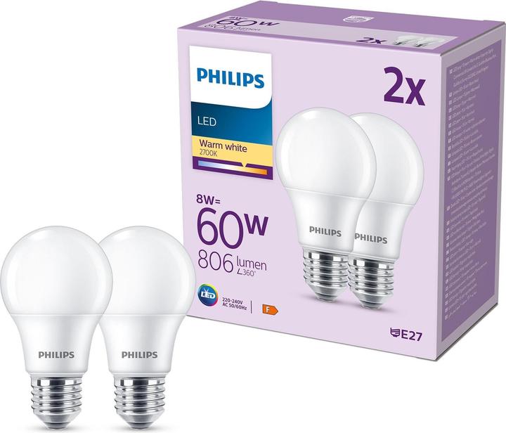 Immagine prodotto Philips Lampadine LED (E27, 8 W, 806 lm, 2 x, F)