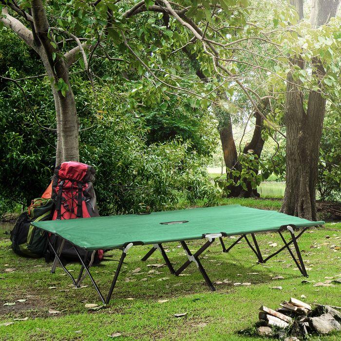 Actual product image Swisshandel24 Folding camping bed for 2 people Camp bed Folding bed with carrying bag, load capacity up to 136 kg