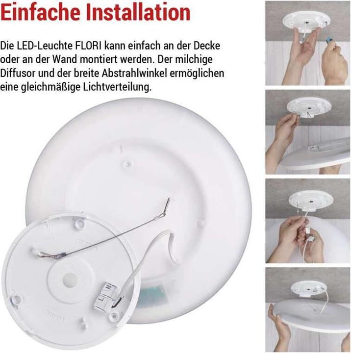 Immagine prodotto Emos Lampada a LED a plafone FLORI rotonda, bianca, 22W, bianco neutro (2200 lm)