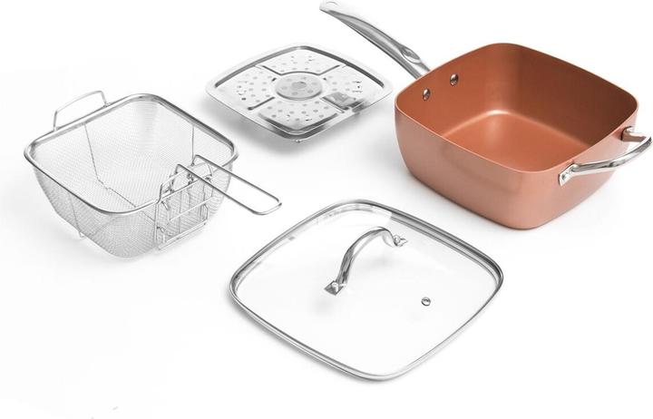 Actual product image InnovaGoods Braising pan with accessories - copper (Casserole + Stewpot, Ceramic, Aluminium)