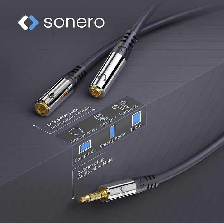 Produktbild Sonero Audio-Kabel 3,5 mm Klinke - 3,5 mm Klinke 0.25 m (0.25 m, 3.5mm Klinke (AUX))