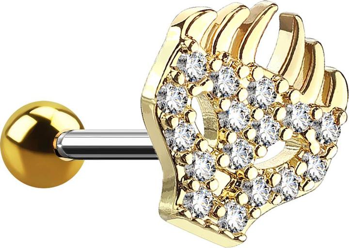 Produktbild Star Piercing Micro Barbell 14k vergoldet Flammenkopf (Chirurgenstahl 316L, Messing)