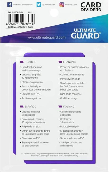 Image du produit Ultimate Guard Séparateur de cartes taille standard Violet 10