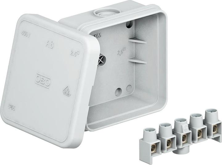 Actual product image OBO Bettermann OBO Junction box A 8/5 75x75x36 with terminal strip