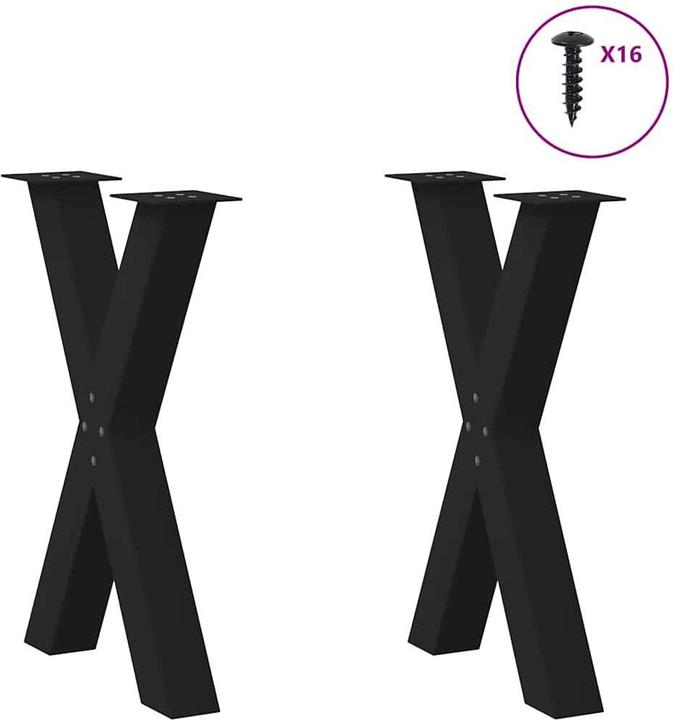 Actual product image VidaXL Dining table legs X-shape 2 pcs. black 60x(72-73) cm steel table leg