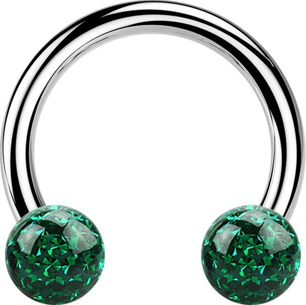 Immagine prodotto Star Piercing Micro Circular Barbell argento con due sfere di cristallo strato protettivo epossidico verde (Acciaio chirurgico 316L, senza ottone)