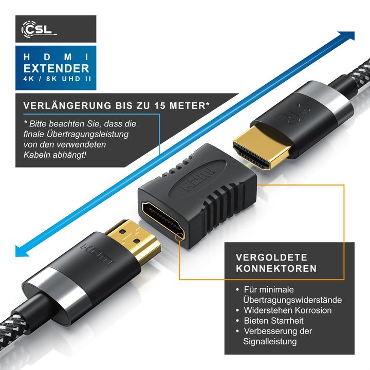 Produktbild CSL HDMI-Adapter, Full HD - Verlängerung - Kupplung, HDMI-Buchse zu HDMI-Buchse (HDMI, 4.50 cm)