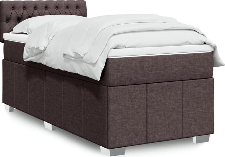 Produktbild VidaXL Boxspringbett Polsterbett Bett mit Matratze Dunkelbraun 90x200cm Stoff (90 x 200 cm)