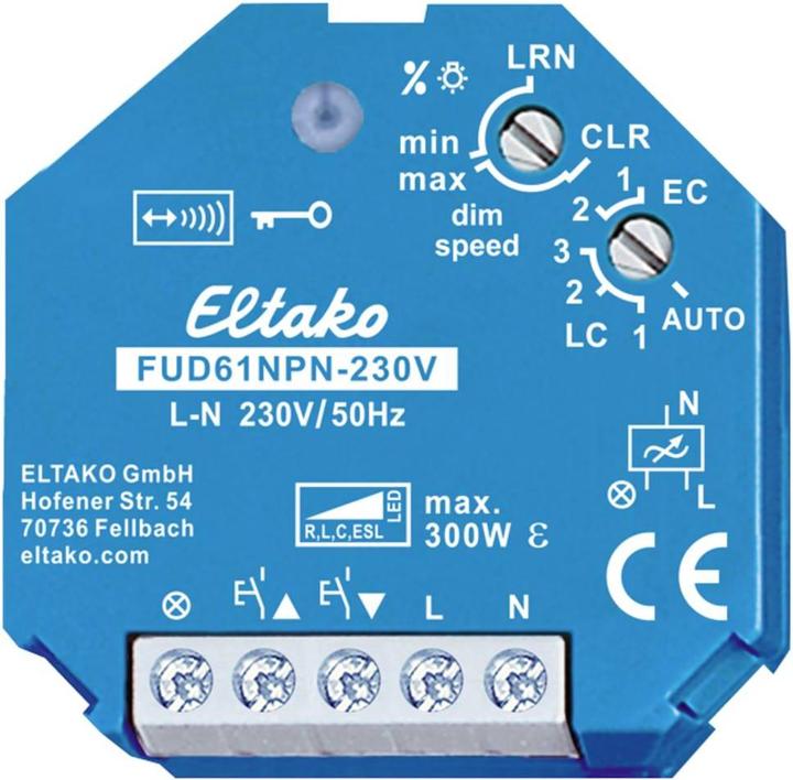 Produktbild Eltako FUD61NPN-230V Funkaktor Universal-Dimmschalter UP max 300W (Dimmaktor)