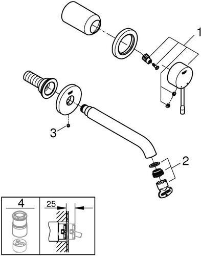 Produktbild Grohe ESSENCE 2-Loch-Waschtischbatterie, Ausladung 183mm warm sunset gebürstet