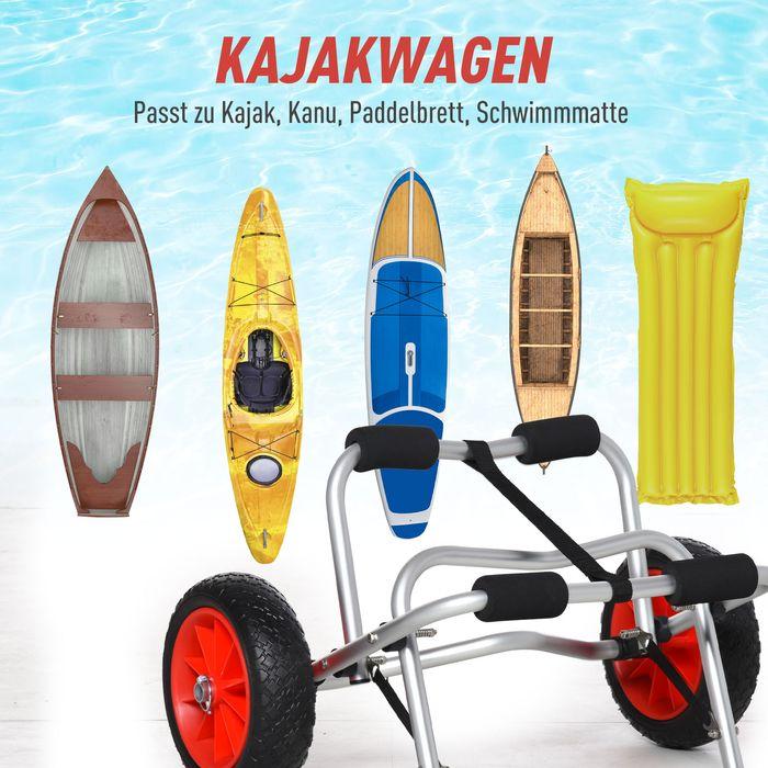 Actual product image Swisshandel24 Aluminium canoe trolley Kayak trolley Surf trolley foldable with strap Synthetic leather wheels