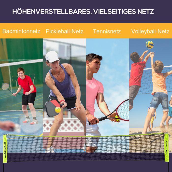 Produktbild Swisshandel24 Badmintonnetz Set, Faltbares Tennisnetz mit Transporttasche, Metall Gelb