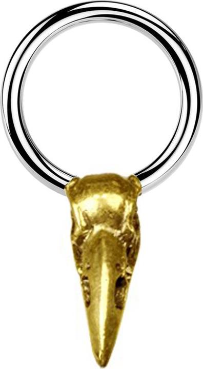 Image du produit Star Piercing Closure Ring silber Krähenschädel vergoldet (Acier chirurgical 316L, Laiton)