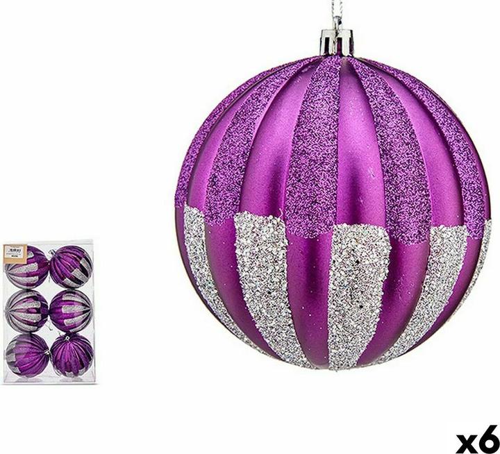 Krist+ Weihnachtskugeln-Set 10 cm Lila Silberfarben PVC (6 Stück) (6 -parte)