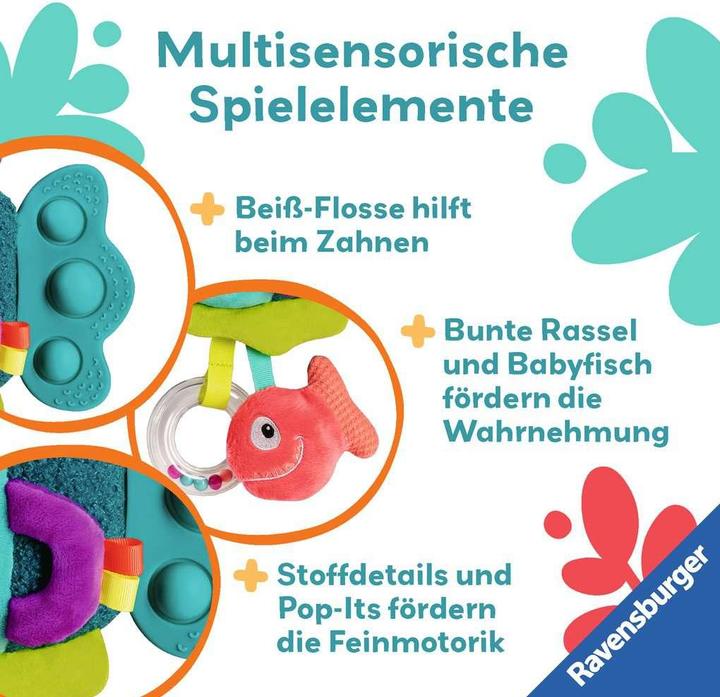 Image du produit Ravensburger 4876 play+ Pop-it Piranha (bleu), Peluche avec de nombreux effets de jeu, Jouet pour bébé
