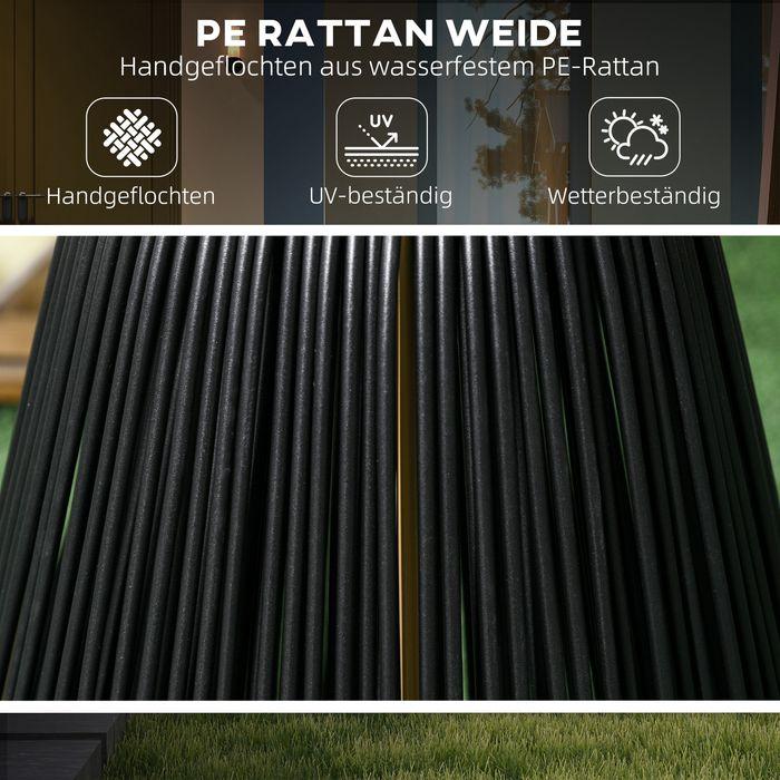 Actual product image Swisshandel24 Rattan solar light, waterproof path light with light sensor, automatic LED garden lamp, black (IP44)