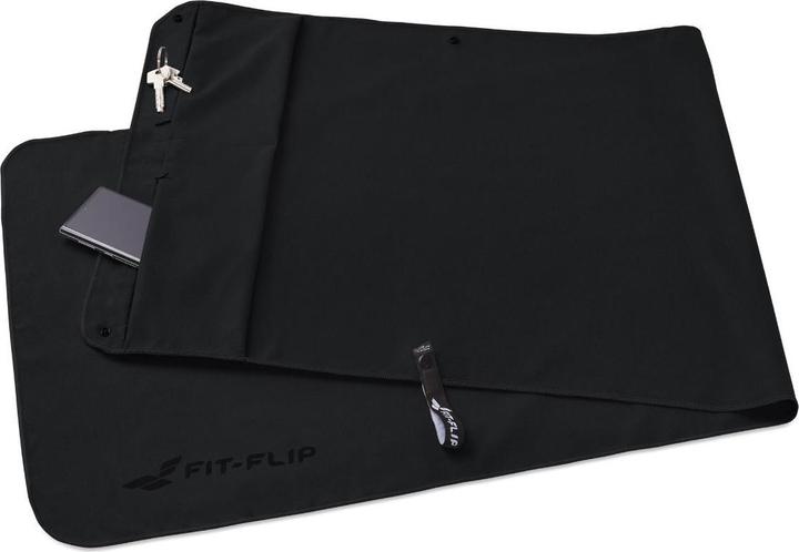 Actual product image Fit-Flip Fitnesshandtuch Mikrofaser mit Reissverschlusstasche 130x48cm (130 x 48 cm)