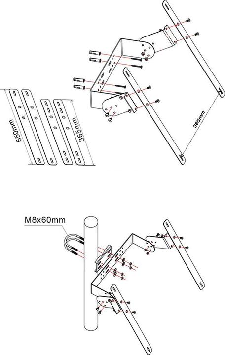 Actual product image Offgridtec © Wall-mast mounting set aluminium for 20W to 50W modules