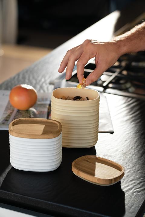 Actual product image Guzzini 181800156 Tierra Storage Jar Post Consumed Bamboo White (1 l)
