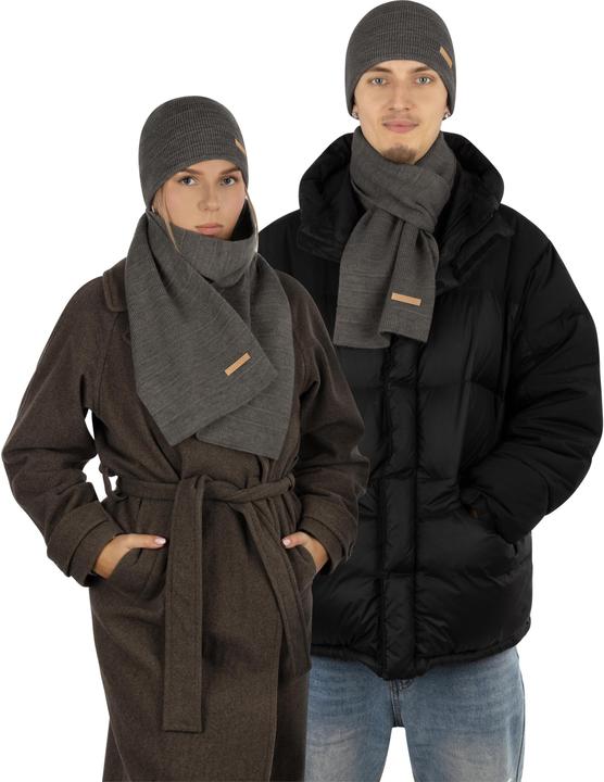 Actual product image Normani Winter set "Sudbury" with hat and scarf mottled brown (One size)