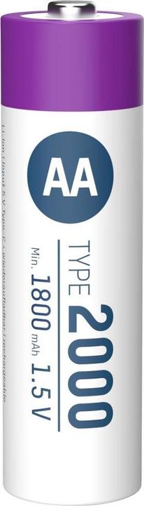 Productafbeelding Ansmann 1312-0036 Li-Ion oplaadbare batterijen Mignon AA type 2000 (min. 1800 mAh) 4-pak doos (4 Pcs., AA, 1800 mAh)