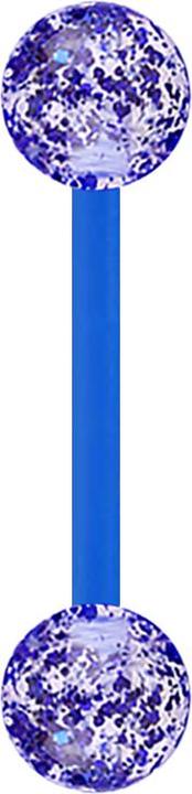 Image du produit Star Piercing Micro banane avec deux boules pailletées bleu foncé (sans laiton, Acrylique)