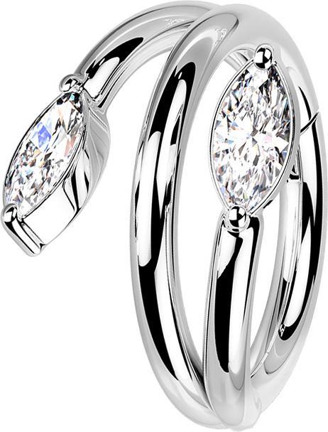 Star Piercing Micro Segmentring klappbar silber Rebe mit Kristall (Chirurgenstahl 316L, ohne Messing)