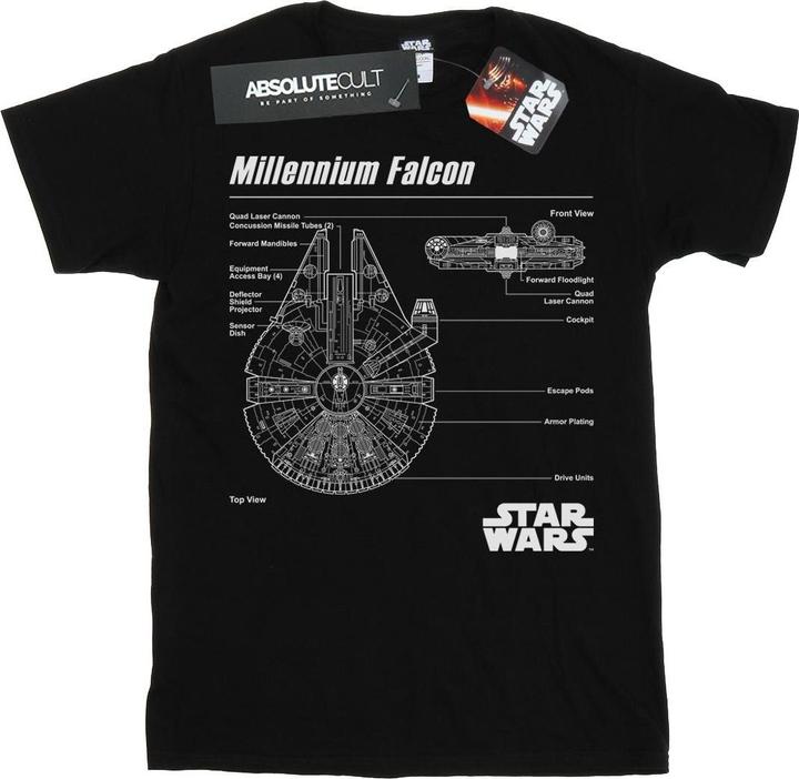 Actual product image Star Wars Boys Millennium Falcon Blueprint T-Shirt (116)