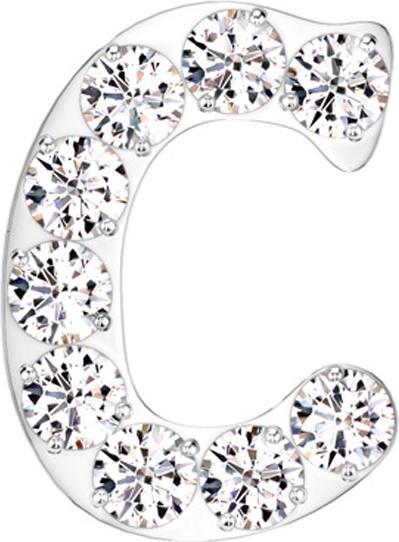 Star Piercing Threadless silber mit Kristallen silber Buchstabe C (Titan G23, ohne Messing)