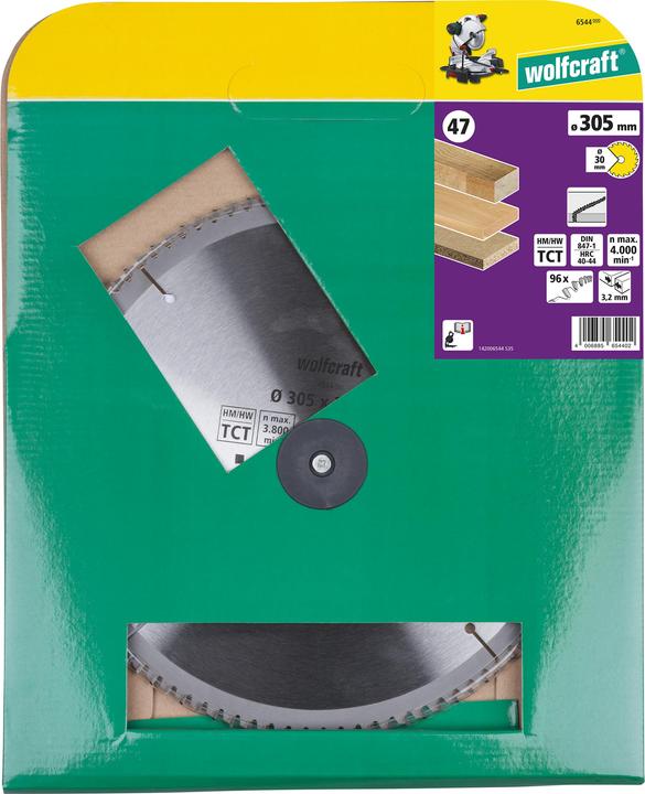 Immagine prodotto wolfcraft Lama per tagli trasversali e troncature HM, serie viola 254mm