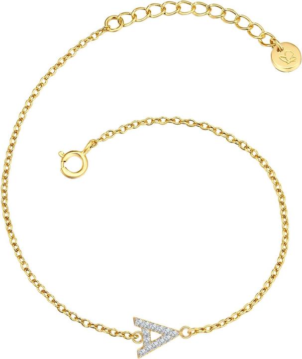 Glanzstücke München Damen Buchstabe A Sterling Silber Zirkonia Gelbgold 17,0 cm Basislänge + 3,0 cm Verlängerung - 32074 (17 cm, Sterling Silber)