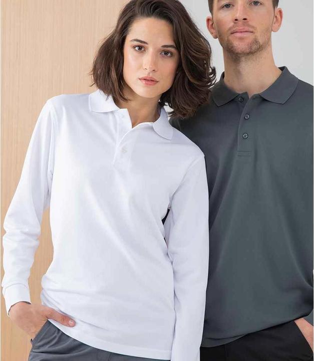Actual product image Henbury Adults Unisex Long Sleeve Coolplus Piqu Polo Shirt (XS)