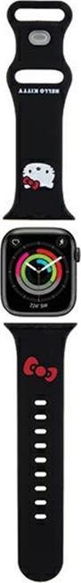 Hello Kitty Pasek HKAWMSCHBLK Apple Watch 38/40/41mm czarny/black strap Silicone Kitty Head (Steel, Silicone)
