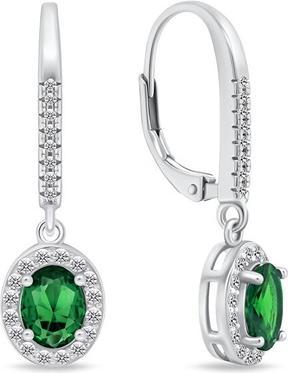 Brilio Silver - Silver dangle earrings with green zircons EA752WG