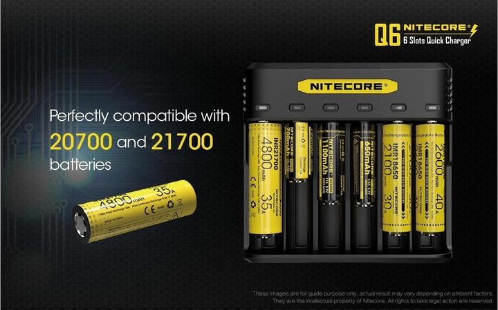 Actual product image Nitecore Q6 6-bay charger (1 pcs., 14500, 16340, 18650, 26650, Rechargeable battery)