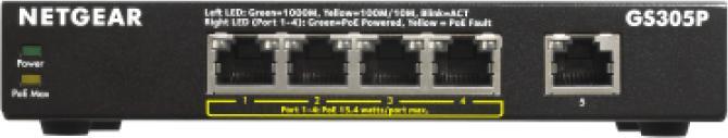 Produktbild Netgear GS305Pv2 - Switch - unmanaged - 5 x 10/100/1000 (4 PoE+) - desktop, wall-mountable - PoE+ (6 (5 Ports)
