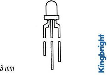 Produktbild Velleman L-115Wegw Led 3mm Red/Green White Diffused 50Mcd