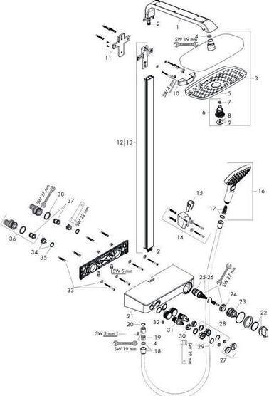Image du produit hansgrohe Raindance Select E 300 2jet ShowerTablet Showerpipe chrome : couleur - blanc/chrome