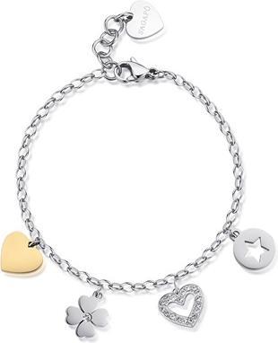 Sagapo S'Agapo Beautiful Bicolor Bracelet With Pendants Happy Shar23