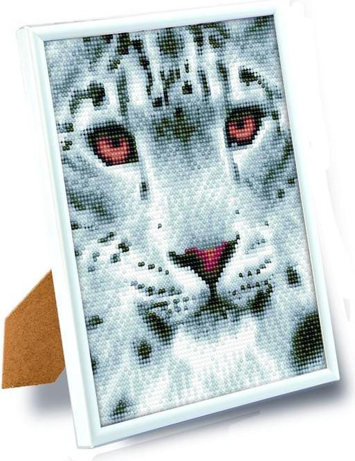 Produktbild Craft Buddy Schnee-Leopard, 21x25cm Bild mit Rahmen Crystal Art