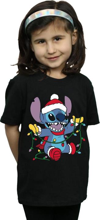 Actual product image Disney Girls Lilo And Stitch Christmas Lights Cotton T-Shirt (152, 158)
