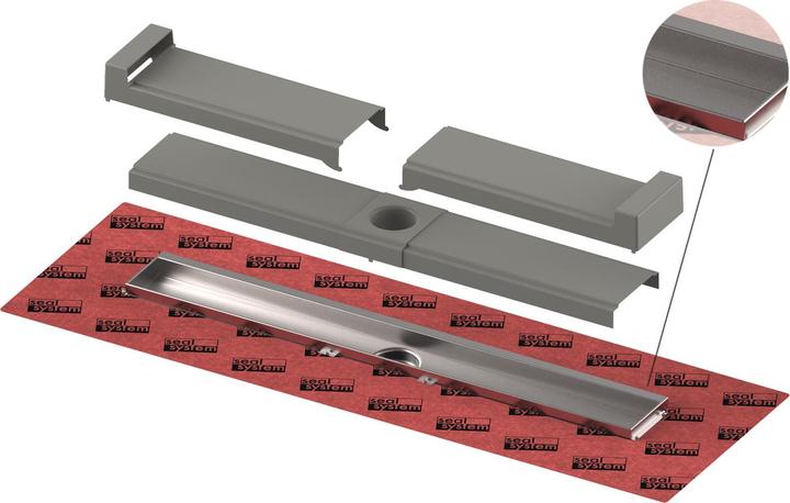 Actual product image TECE TECEdrainline-evo shower channel, with wall tile support, straight stainless steel channel body (1000 mm)