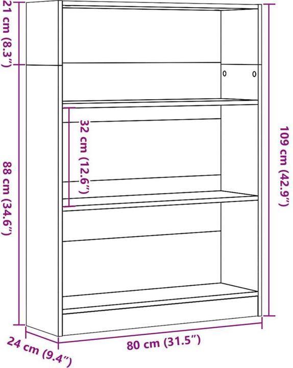 Image du produit VidaXL Bücherregal (80 x 24 x 109 cm)