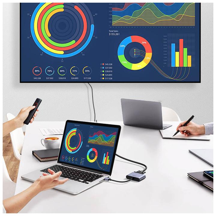 Actual product image Ugreen adapter converter USB - HDMI 1.3 (1920 x 1080@60Hz) + VGA 1.2 (1920 x 1080@60Hz) grey (CM449) (USB 3.0, 1.70 cm)