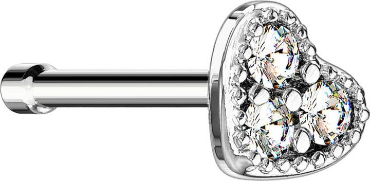 Actual product image Star Piercing Nasenstecker gerade silber Herz Kristall silber (Surgical steel 316L, Brass)