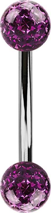 Actual product image Star Piercing Banane silber mit zwei Kristallkugeln violett Epoxy Schutzschicht (without brass, Titanium G23)