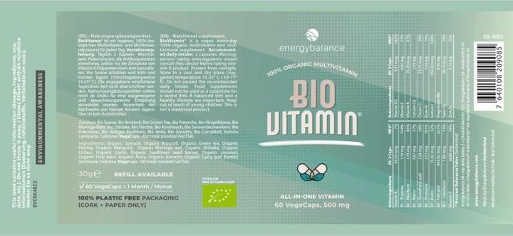 Actual product image Energybalance Bio Vitamin Food Equivalent Multivitamin 500mg (60 Piece, Capsules, 500 g)